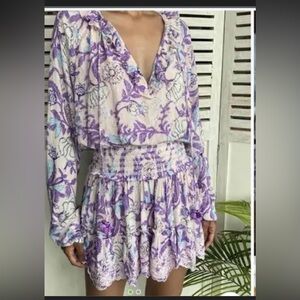 HEMANT & NANDITA Purple and Cream Floral Dress size xs mini dress